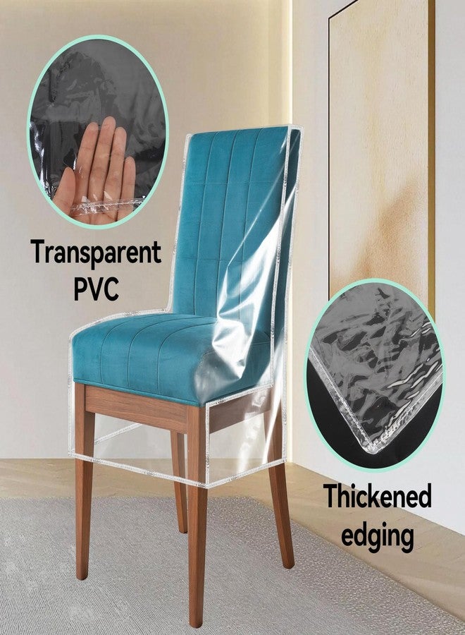 Klmnop 4 Pack Plastic Chair Covers, Clear PVC Dining Room Chairs Cover Set Fit 21W x 18.5D Inch, Waterproof Chair Cover with Backrest Seat Protector for Party Hotel Wedding No Dust/Dirt/Spill(Clear) - Image 3
